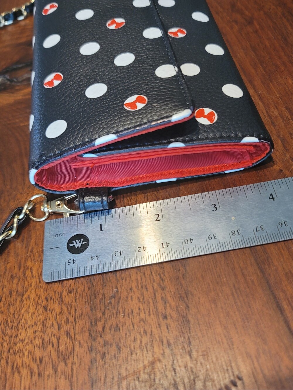Disney Minnie Mouse Black Polka Dot Crossbody Wallet - Picture 2 of 14